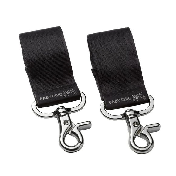 Petunia Pickle Bottom - Valet Stroller Clips in Silver/Black - Diaper Bag Stroller Attachment Clips - Baby, Infant, Toddler, Unisex