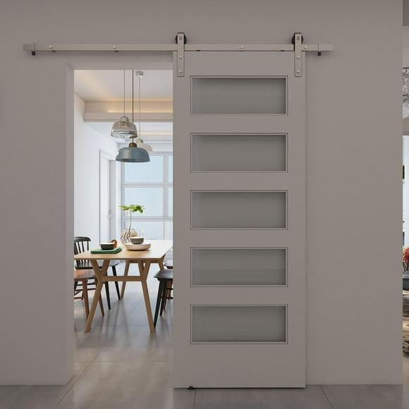 Wood & Hart 33" 5-Lite Frosted Pine Barn Door