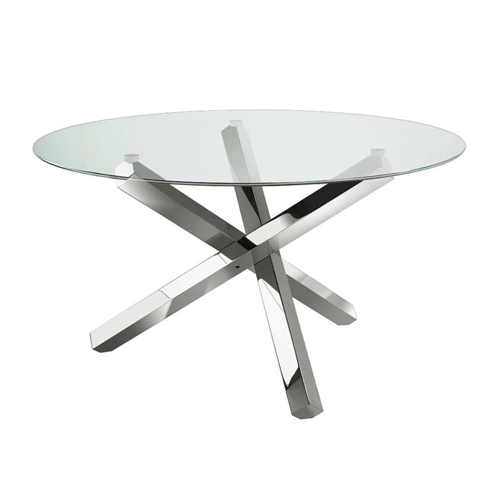 Dining Table round polished silver steel Base | Walmart Canada