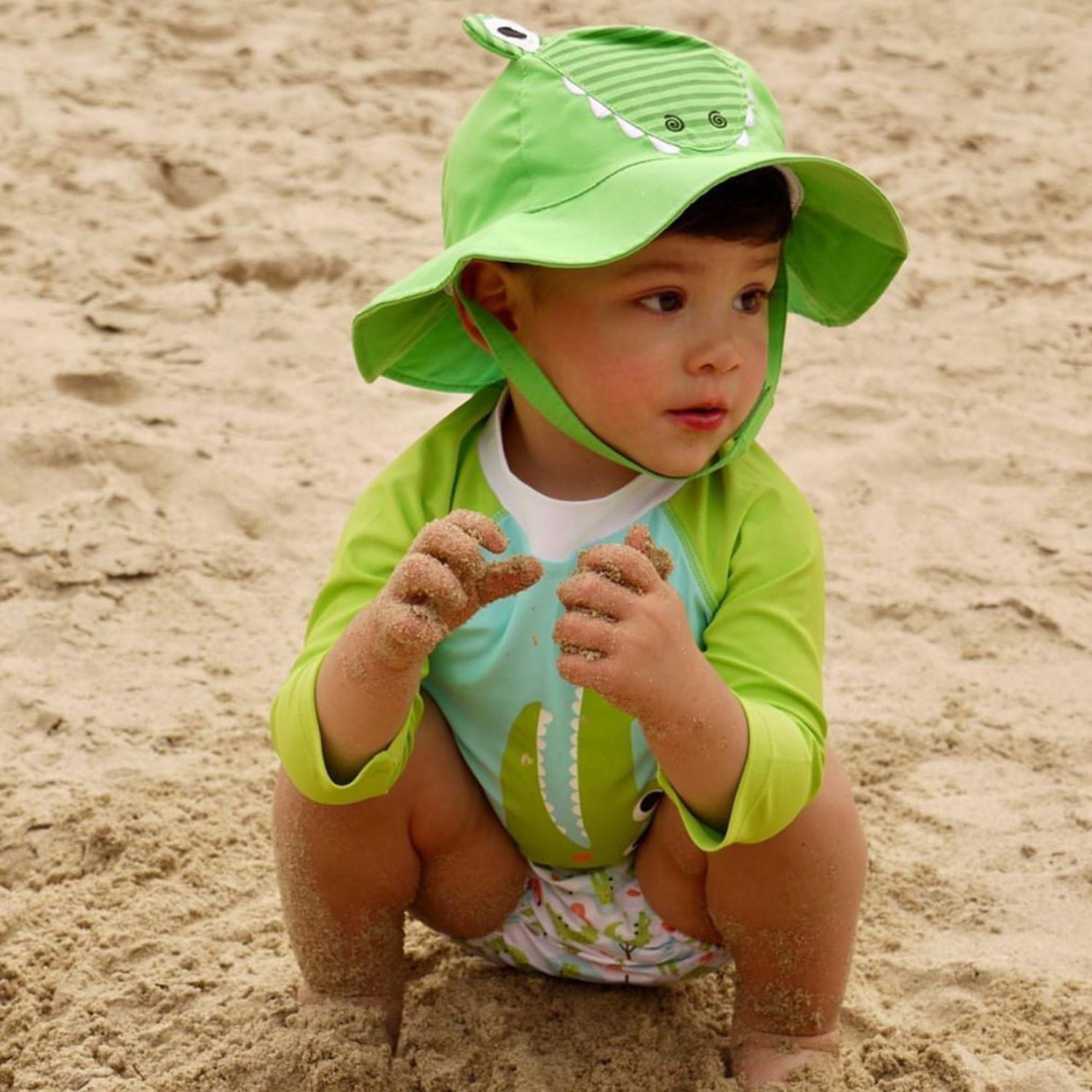 ZOOCCHINI - Baby, Toddler UPF50+ Sun Hat - Swim Hat - Aidan the Alligator