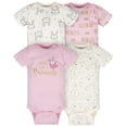 thumbnail image 1 of Gerber Baby Girls' 4-pack Short Sleeve Onesies Bodysuits Pink Bunnies and Princess, 1 of 7
