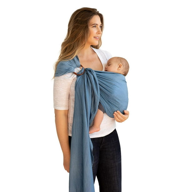 MOBY - Ring Sling - Taille unique | Wrap de soutien polyvalent pour les mères, les pères et les soignants | Écharpe et porte-bébé pour nouveau-nés, nourrissons et tout-petits - Coton | Le support peut transporter des bébés pesant jusqu'à 33 lb | Chambray
