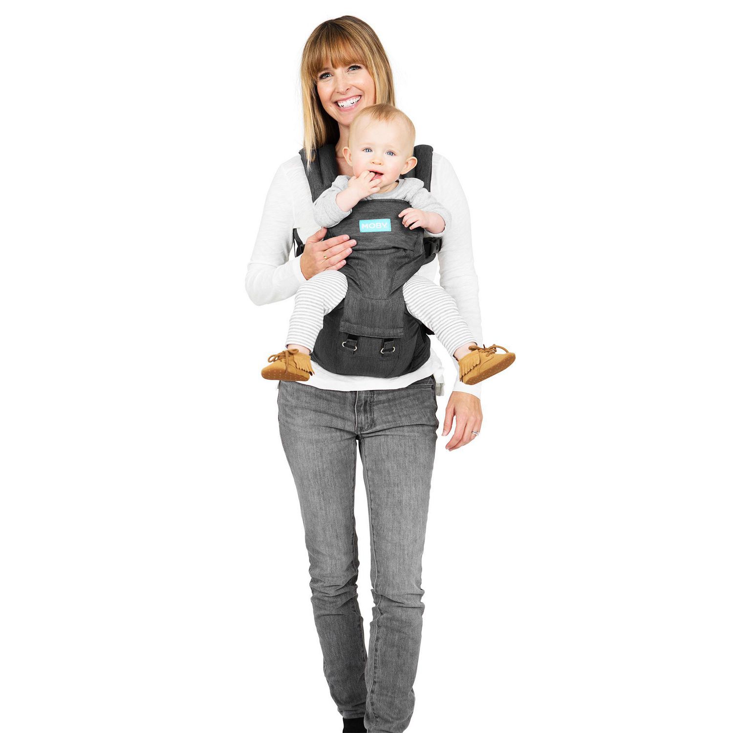 MOBY - Siège de hanche et porte-bébé - Porte-bébé ergonomique et porte-bébé  2 en 1 - Siège de hanche pour bébé pouvant être porté de 7 façons  différentes - Porte-bébé qui facilite