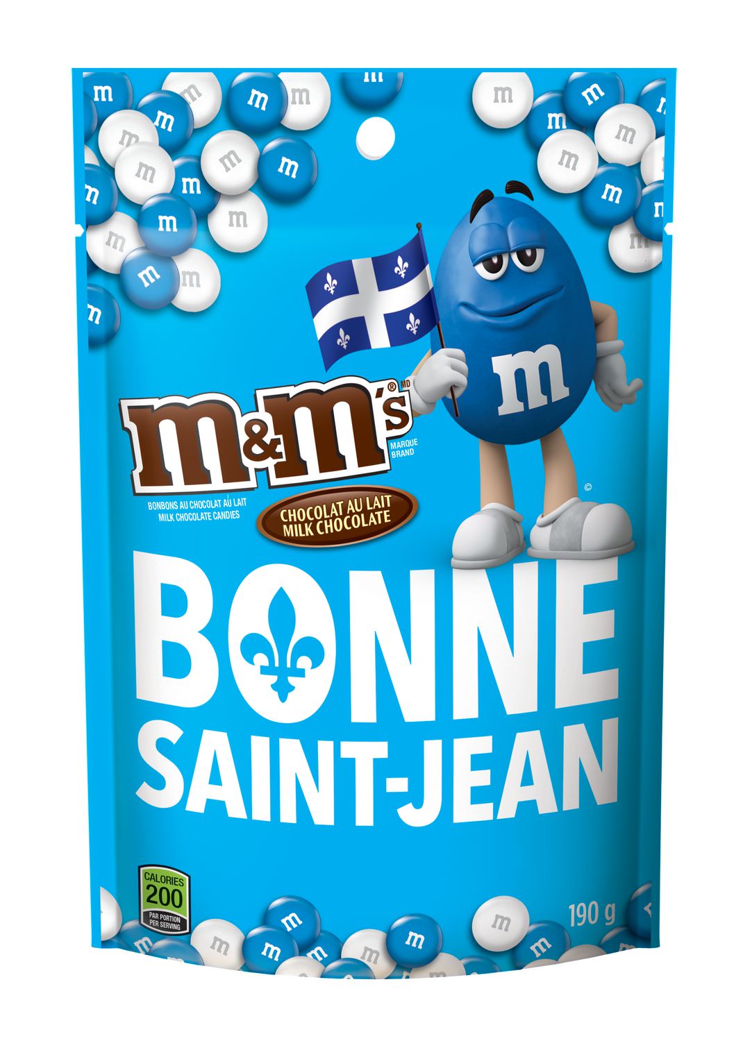 M&M'S® Blue and White, Milk Chocolate Candies, Stand Up Pouch, 190g 