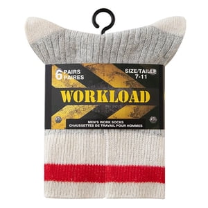 Workload Men's Wool Crew Socks, 6 Pairs