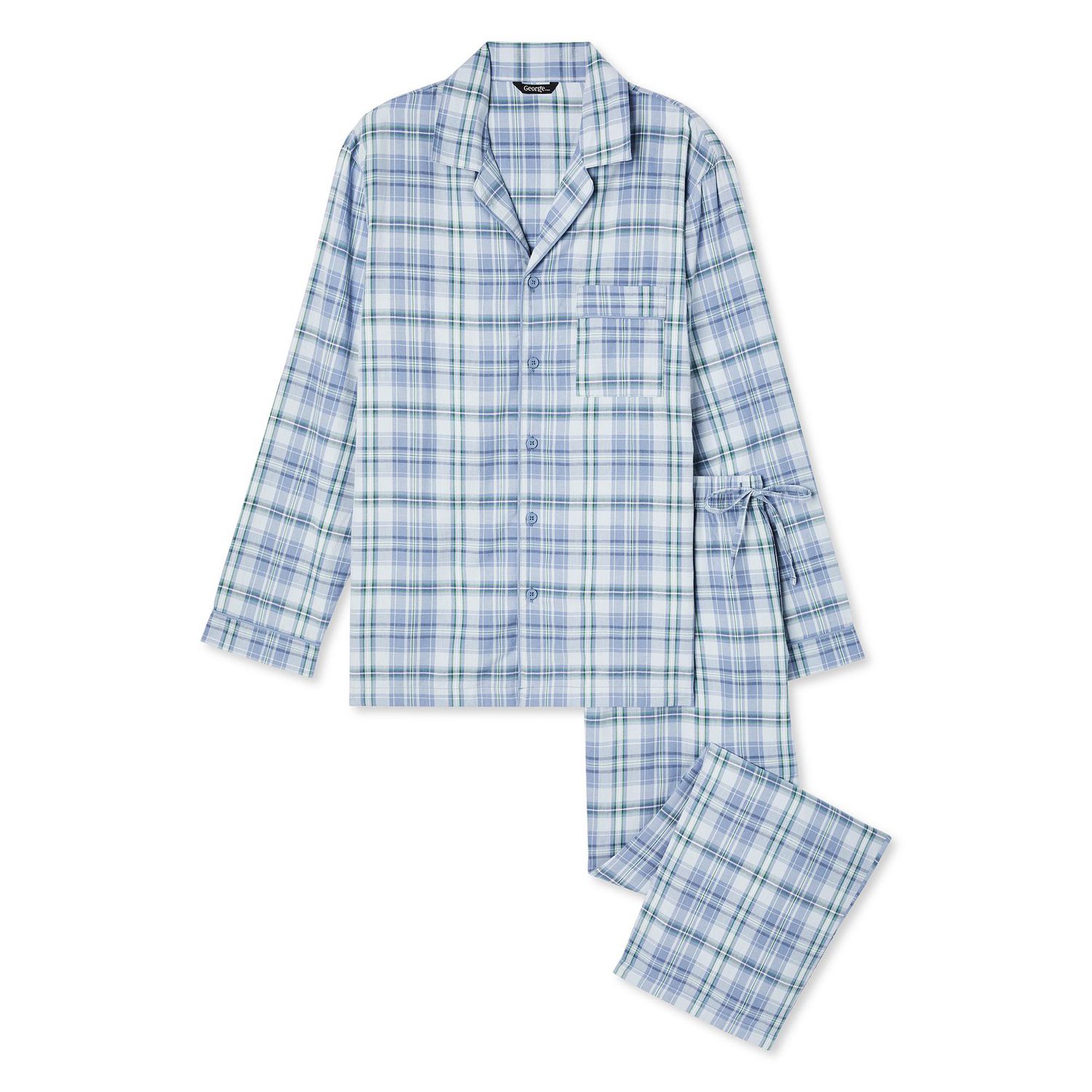 George Men's Notch Collar Pajama 2-Piece Set 