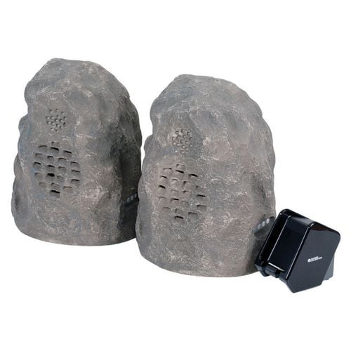 Haut-parleurs sans fil en forme de roche en granit (rechargeables) avec émetteur 2 canaux