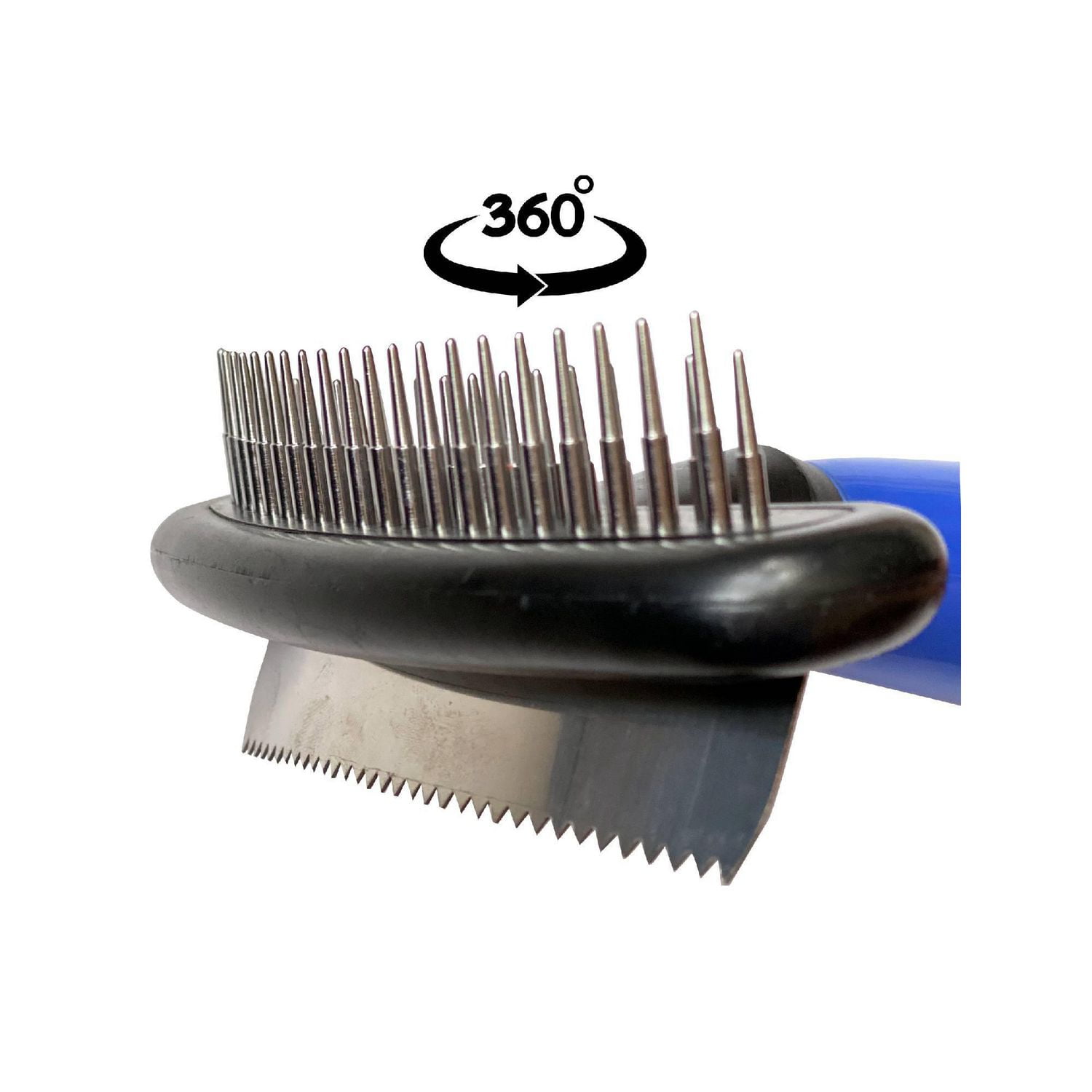 Dog brush outlet with blade