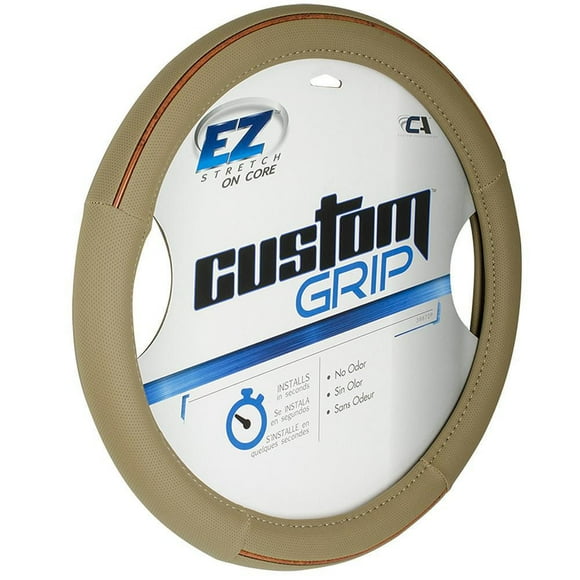 Custom Grip Tan Perf Burl Wood Steering Wheel Cover