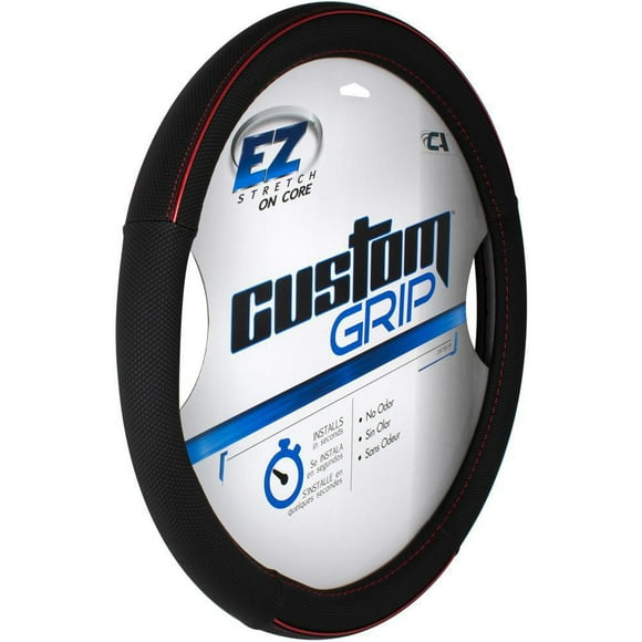 Custom Grip Black w/ Red Anodized Accent TPE Core Steering Wheel Cover, Black w/ Red Accent TPE Core Steering Wheel Cover