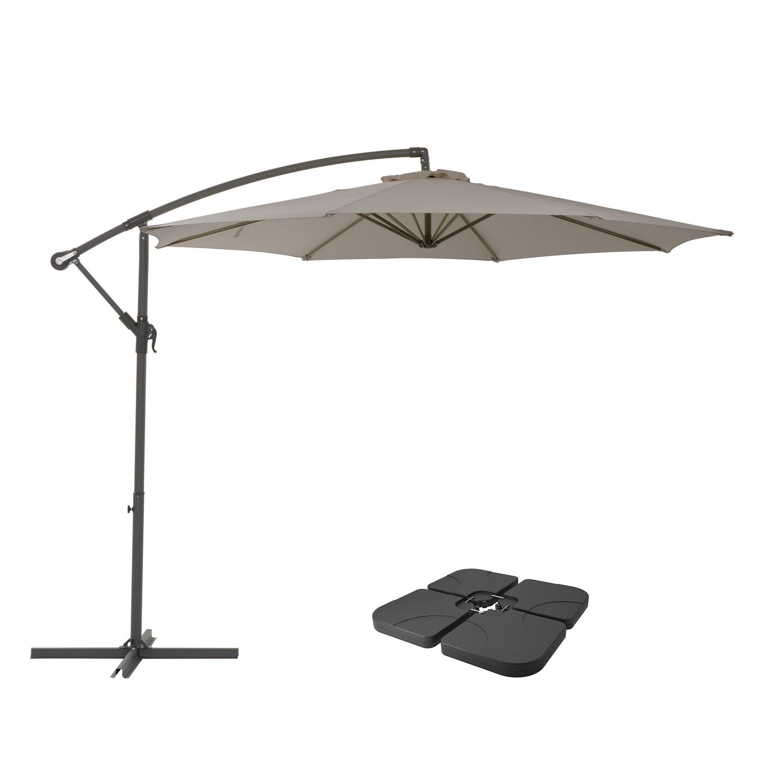 Corliving 9 5ft Uv Resistant Offset Patio Umbrella And Patio Base Weights Walmart Canada