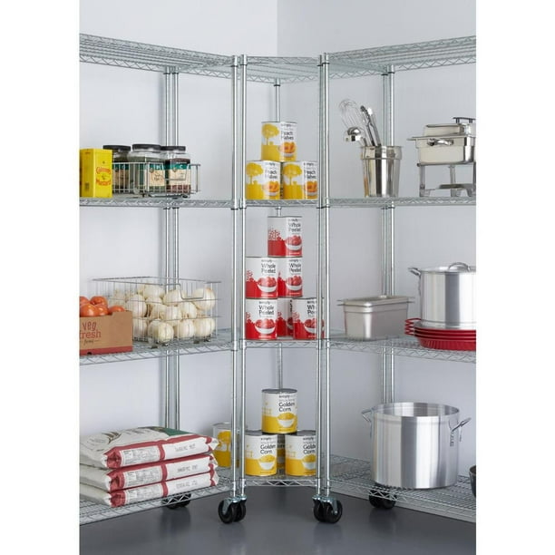 TRINITY EcoStorage™ 4-Tier Corner Wire Shelving Rack