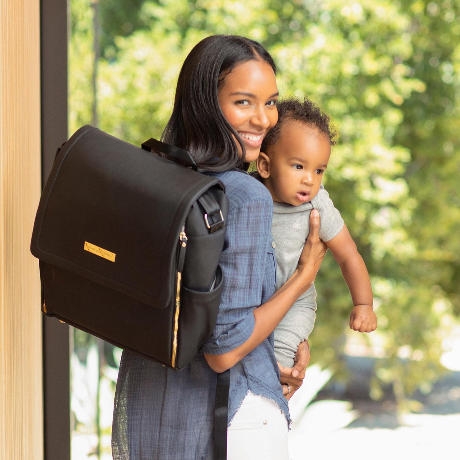 Petunia Pickle Bottom Boxy Backpack Diaper Bag in Graphite Black