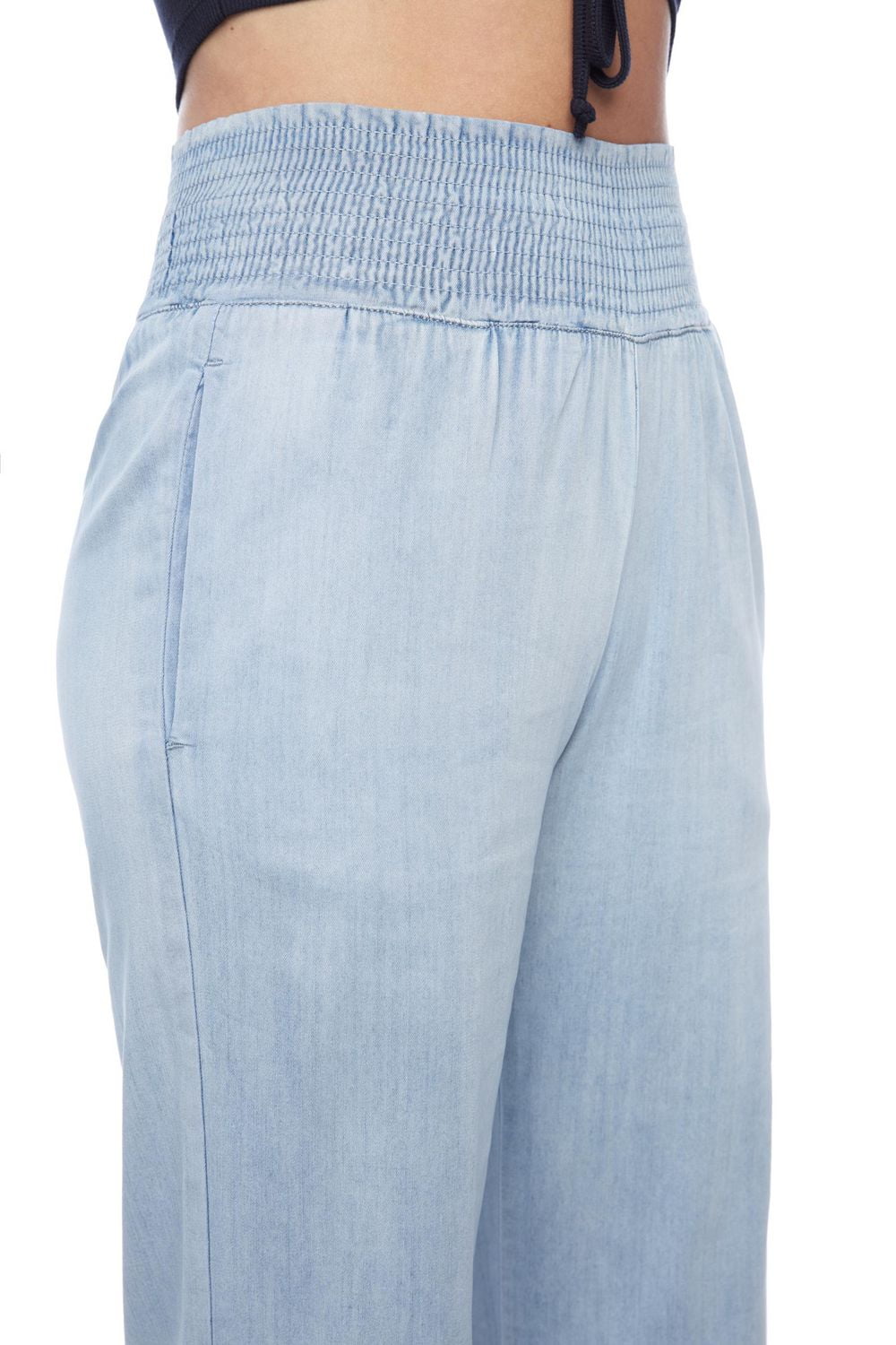 Jeaniologie ™ Pantalon large pour dames à taille haute et smockée Taille P-TTG