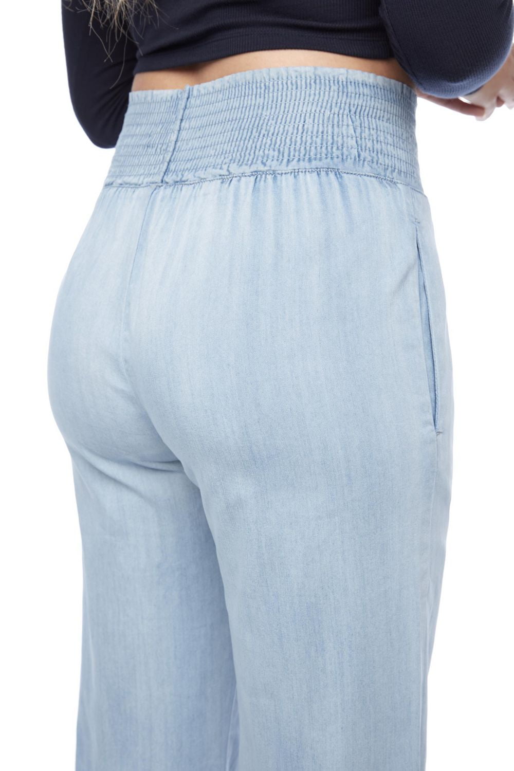 Jeaniologie ™ Pantalon large pour dames à taille haute et smockée Taille P-TTG