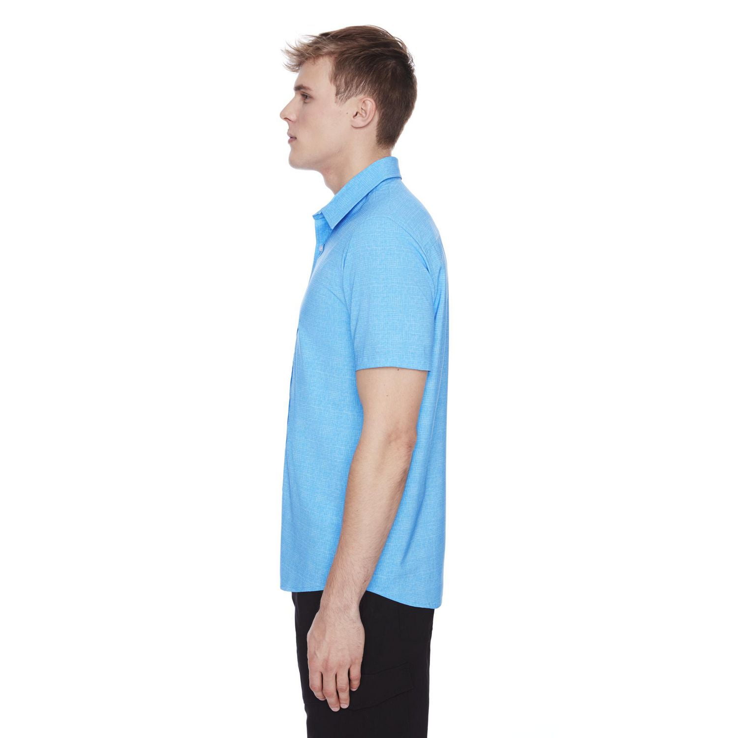 Dark Black Men's Short-Sleeve Button-Down Shirt