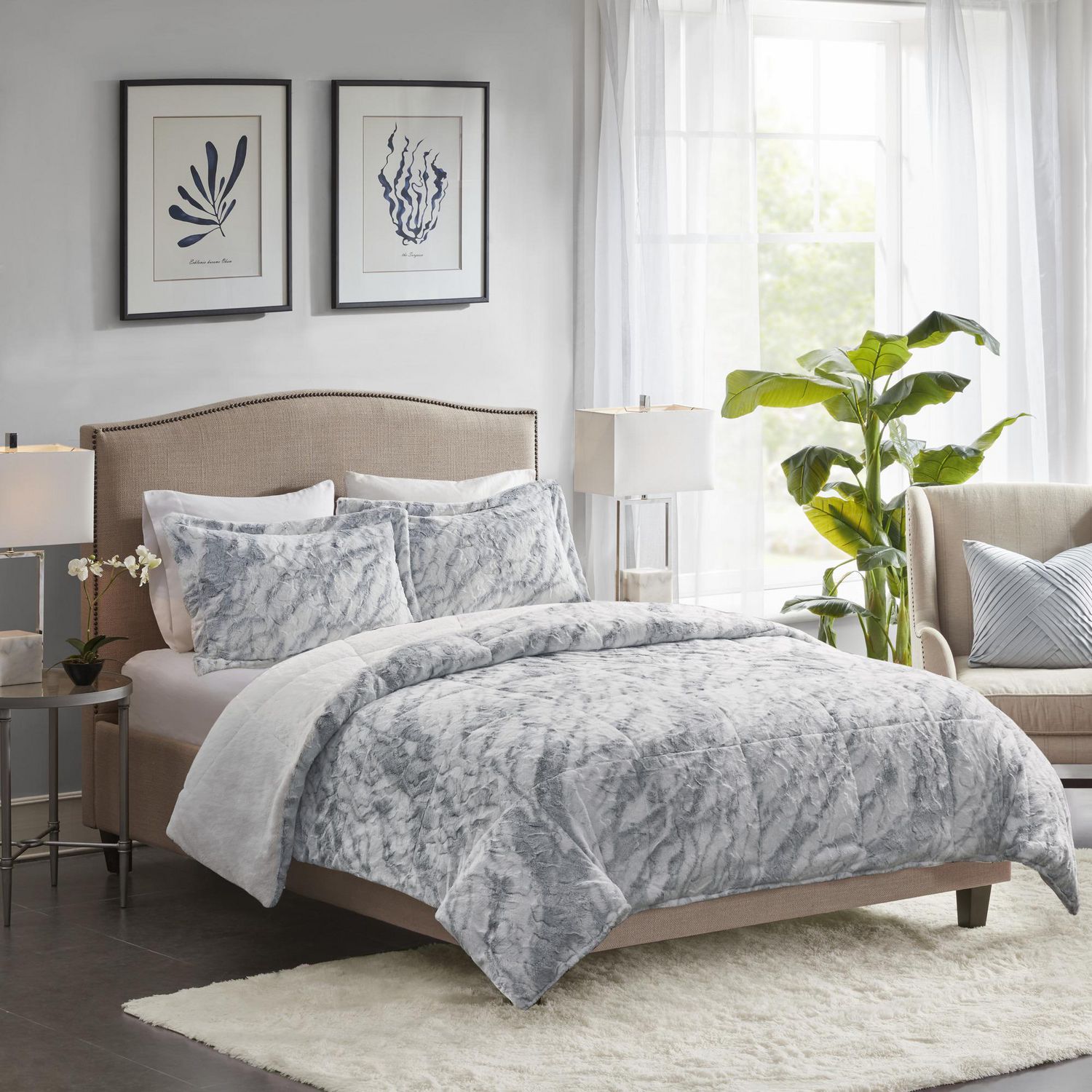 Home Essence York Faux Fur Comforter Set 