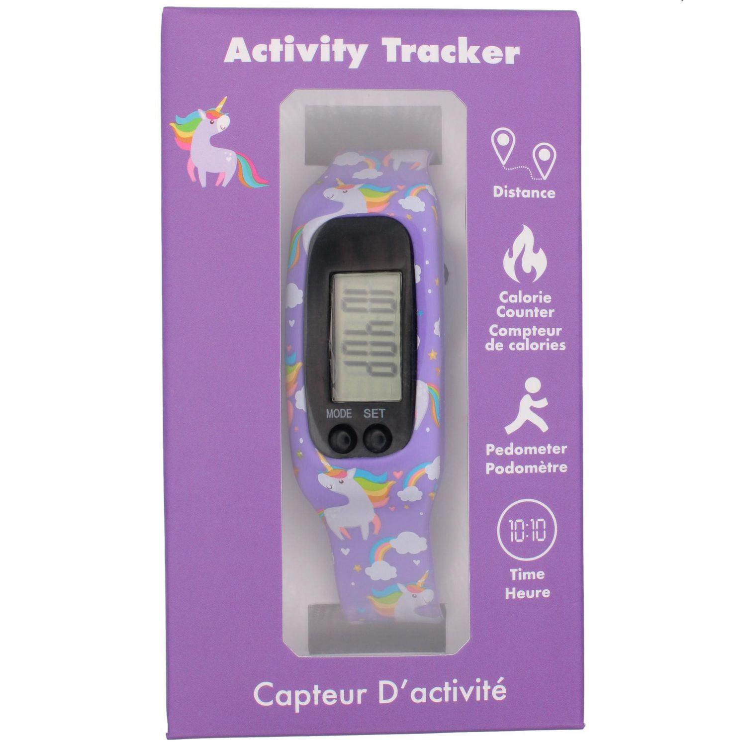 Kids' Digital Pedometer Watch – Unicorn & Rainbow Design (Purple), Kids Pedometer