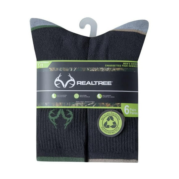 Lot de 6 paires de chaussettes Real Tree pour hommes Pointures 7-11