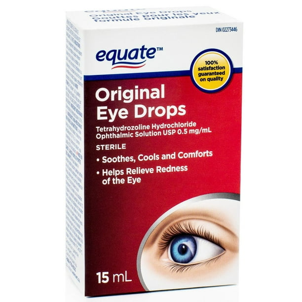 Equate Gouttes pour les yeux formule originale, Tetrahydrozoline Hydrochloride Ophthalmic Solution USP 0.5 mg/mL