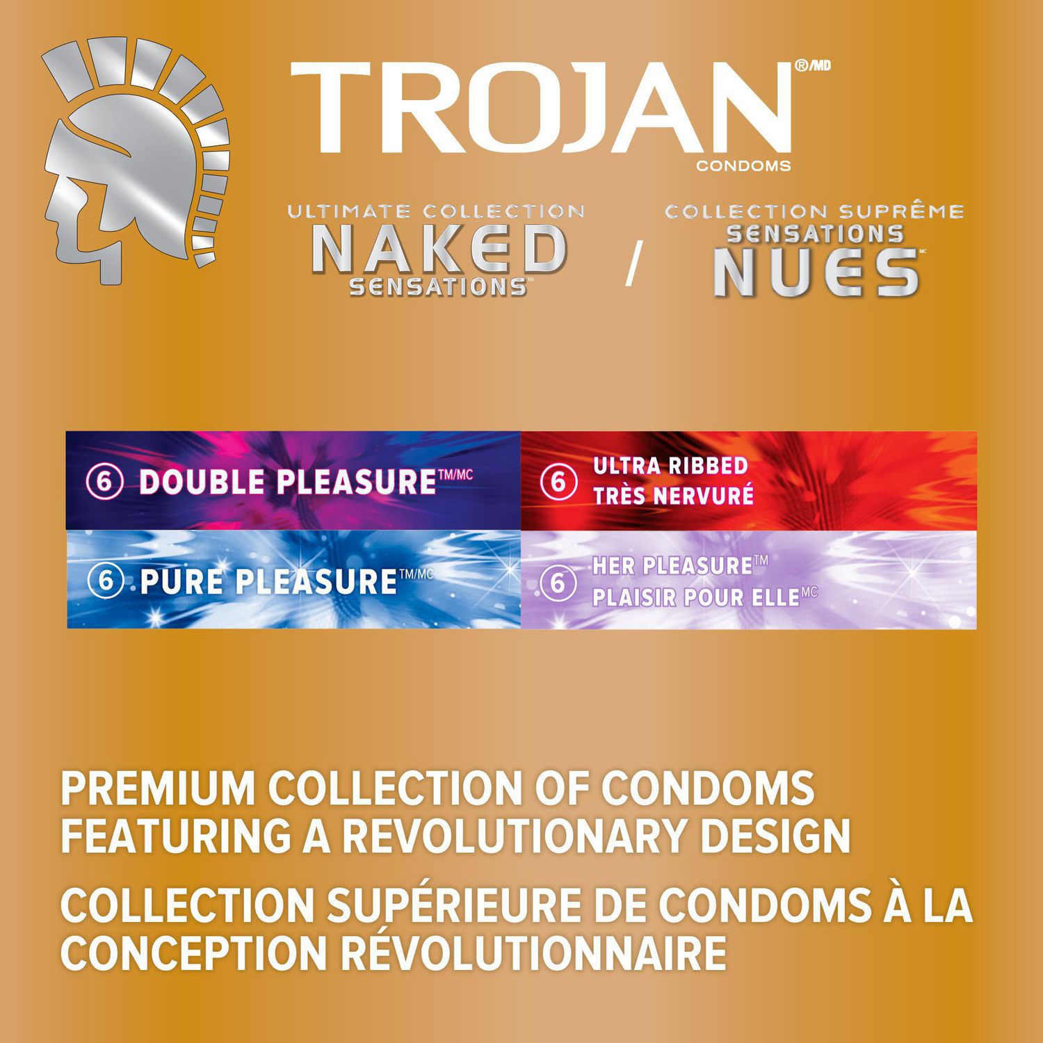 Trojan Naked Sensations Ultimate Collection Variety Pack Lubricated  Condoms, 24 Lubricated Latex Condoms