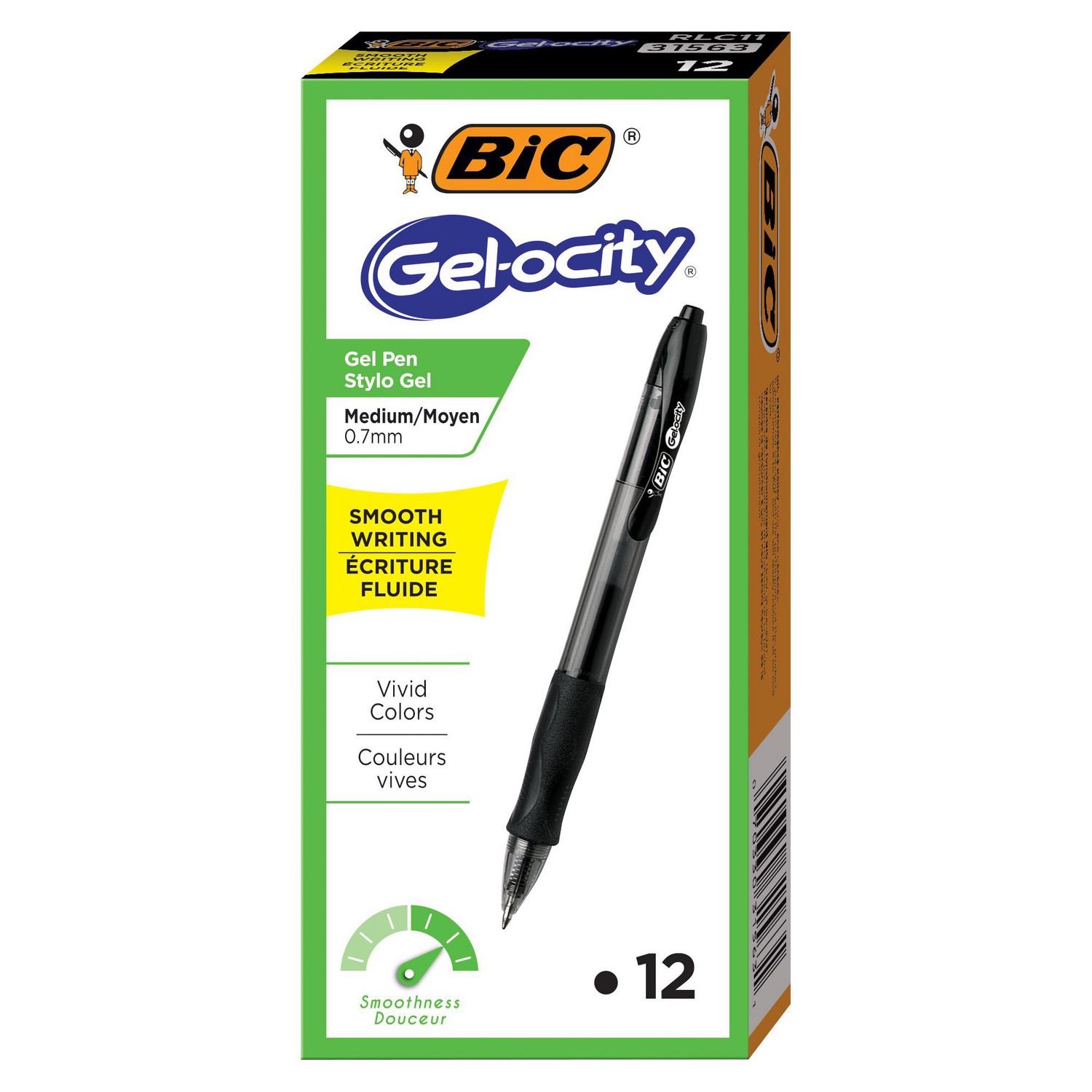 BIC Gel-ocity Original Retractable Gel Pens, Medium Point (0.7mm