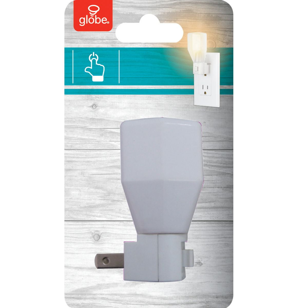 Manual On/Off Incandescent Night Light, White Finish, 2700K (Soft White