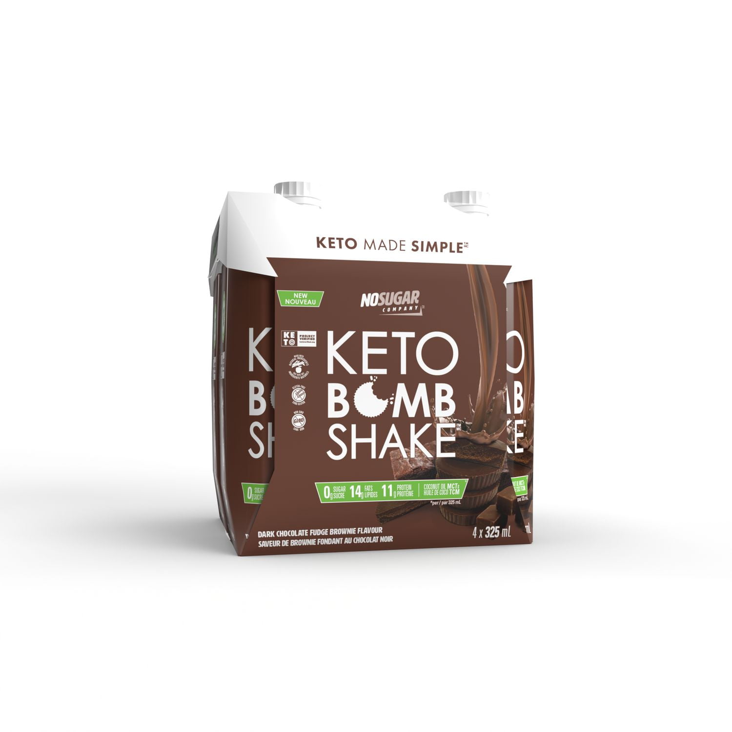 No Sugar Keto Bomb Shake Dark Chocolate Fudge Brownie