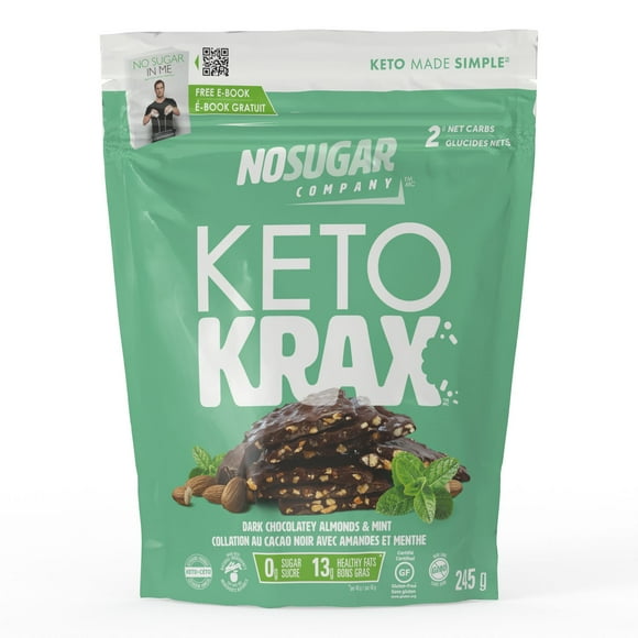 No Sugar Keto Krax Collation au cacao noir avec amandes et menthe