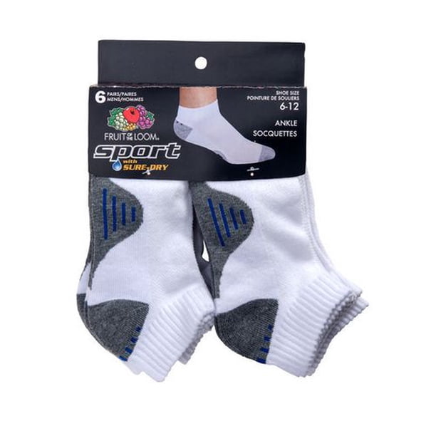 Fruit of the Loom Men's Sports Ankle Socks, Pair of 6 - Walmart.ca