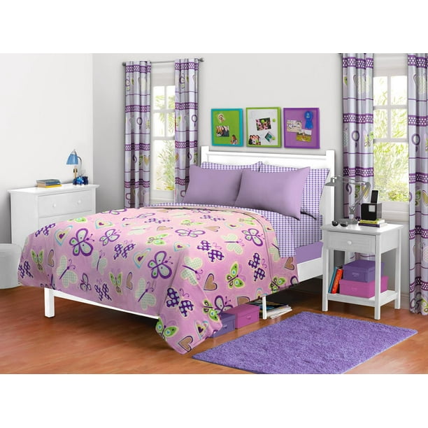 Douillette Lavender Butterfly Printed Plush 1 place