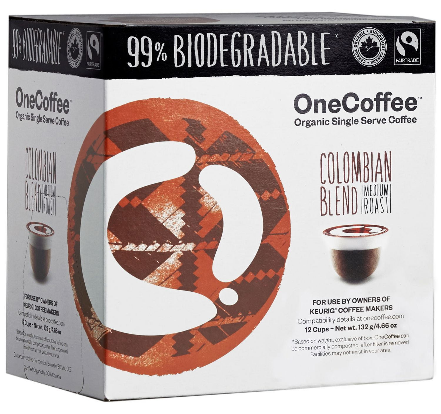 OneCoffee 99 Biodegradable, Organic & Fair Trade Single Serve Coffee