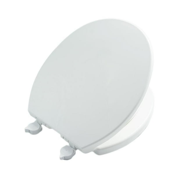 Mainstays Round Wood Toilet Seat with EZ-Off Hinges, White 