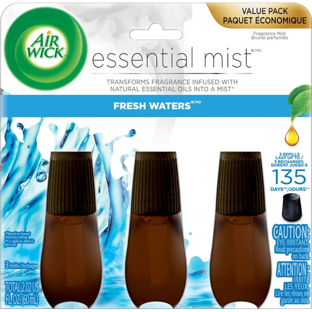 Recharge de diffuseur d'huile parfumée Air Wick Essential Mist, Brise  d'eaux fraîches, 1 unité, Assainisseur d'air 1 recharge 
