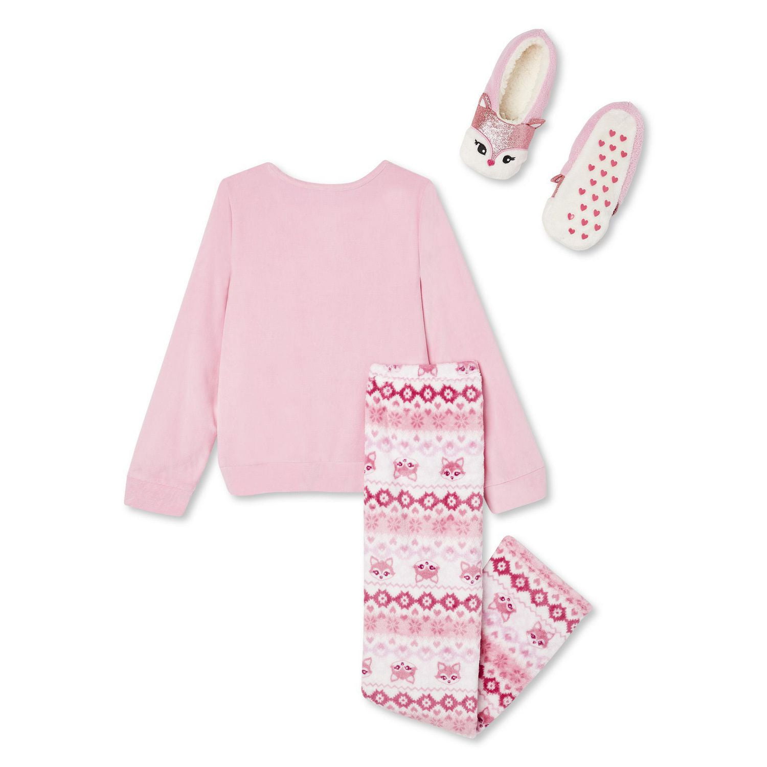 George Girls' Plush Fox Pajamas 3-Piece Set