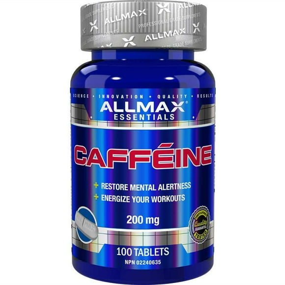 ALLMAX Caffeine 200mg Tabs 100'S, 100 Easy Swallow Caplets