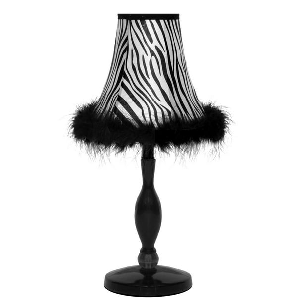 Lampe de table avec bord en plume - zèbre