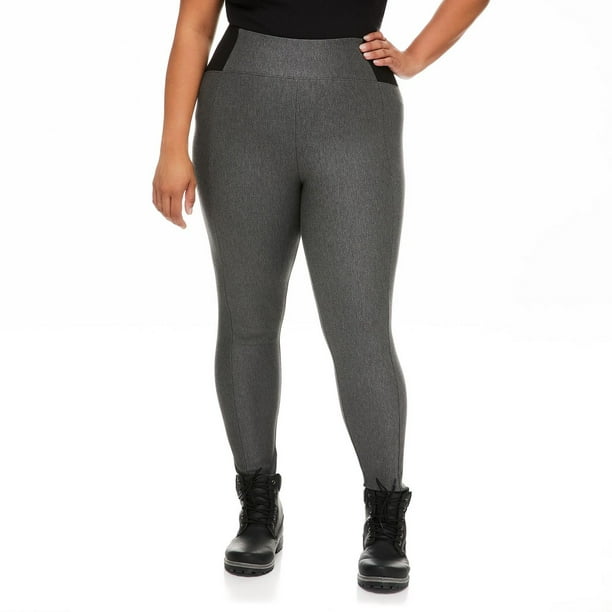 Anna Women's Sexy Seamless Fleece Lined Plus Size Solid Thermal Leggings (3X /4X, Grey) 