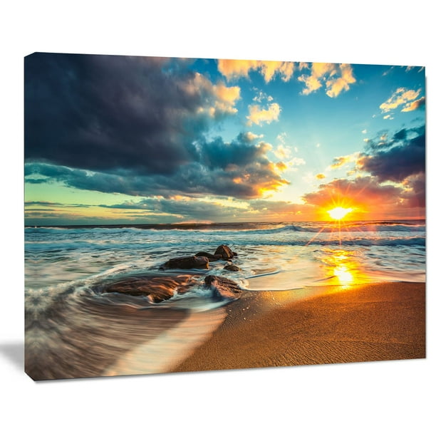 Design Art Beautiful Cloudscape over The Sea Modern Beach Canvas Art ...