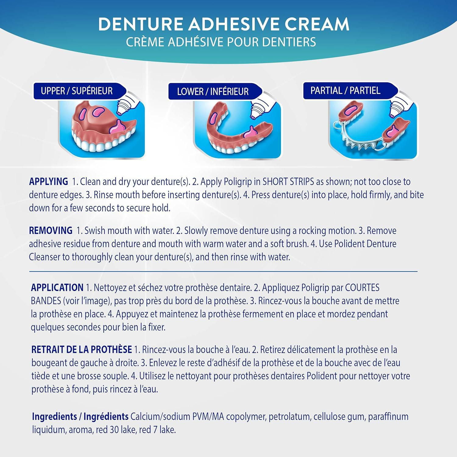 Poligrip Strong Hold Denture Adhesive Cream 40 grams 40 g