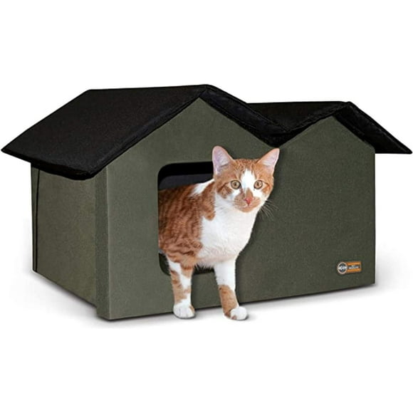K&H Outdoor Kitty House Extra-Wide Olive Green