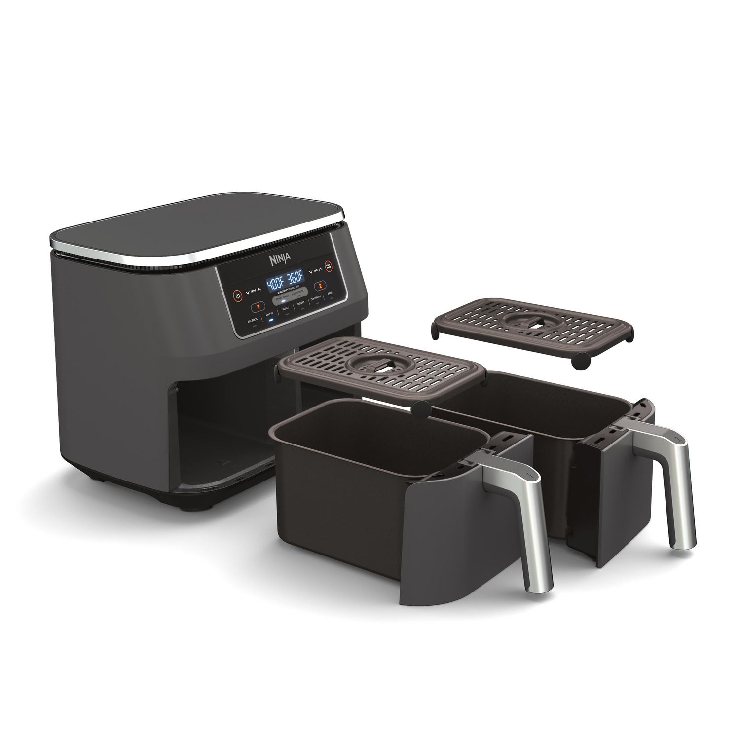 Ninja DZ201C Foodi 6 in 1 8 qt. 2 Basket Air Fryer with DualZone Technology Black 1690W 6 customizable programs Walmart