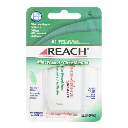 J&j Reach Waxed Dental Icy Mint Flavour Floss 