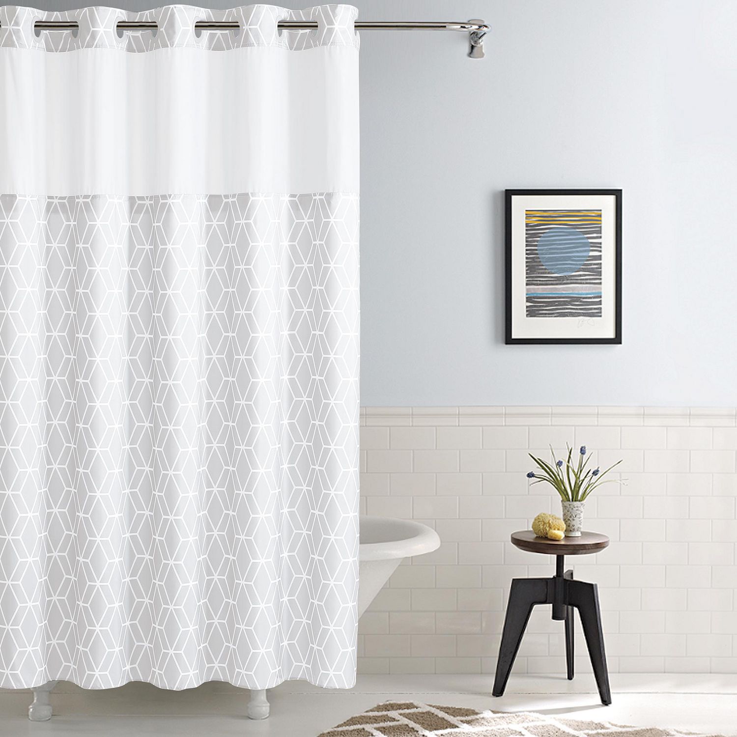 Hookless Brand 3 In 1 Prism Shower Curtain White Walmart Canada