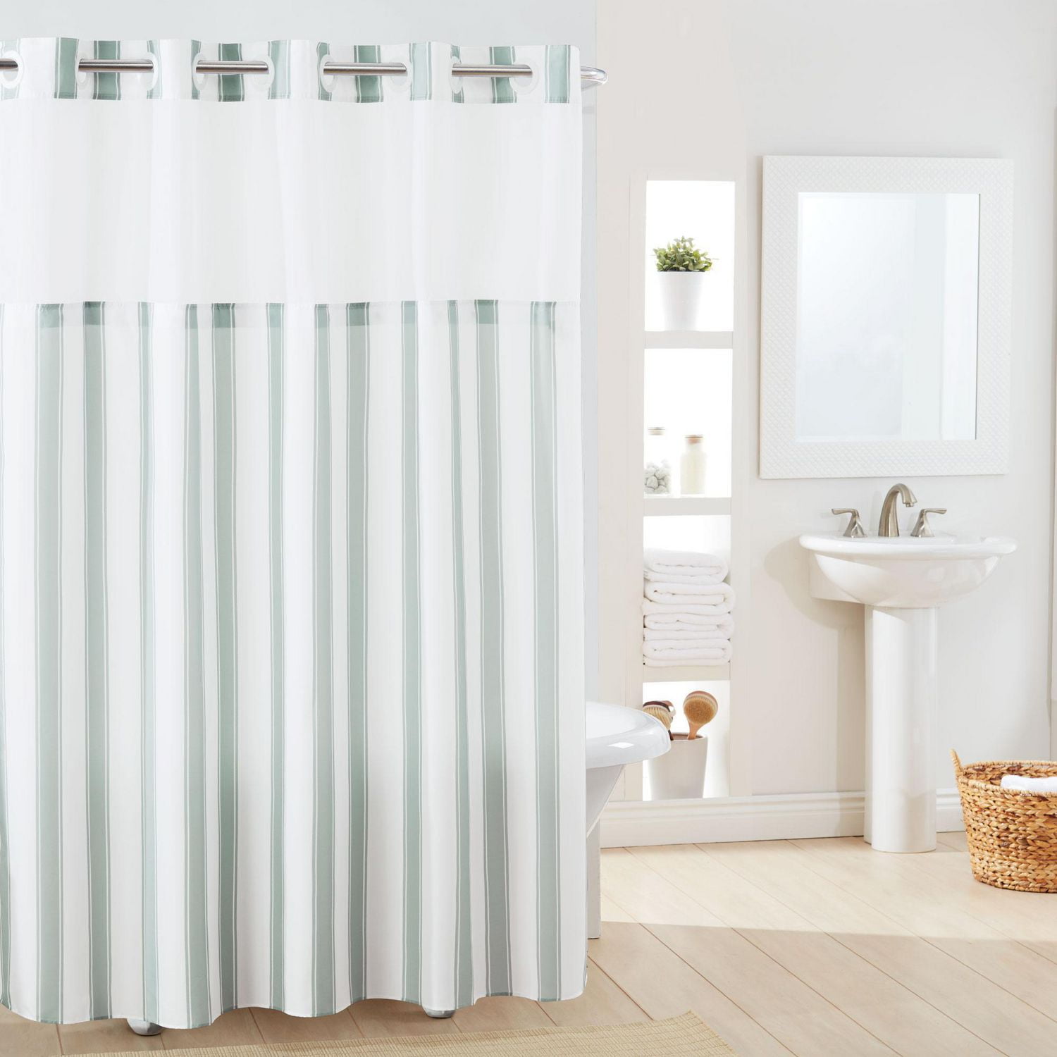Hookless® Brand 3in1 Stripes Shower Curtain Walmart Canada