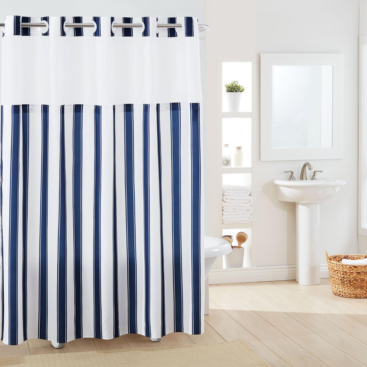 Hookless® Brand 3in1 Stripes Shower Curtain Walmart Canada