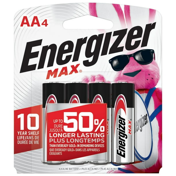 Piles alcalines AA Energizer MAX, emballage de 4 Paquet de 4 piles