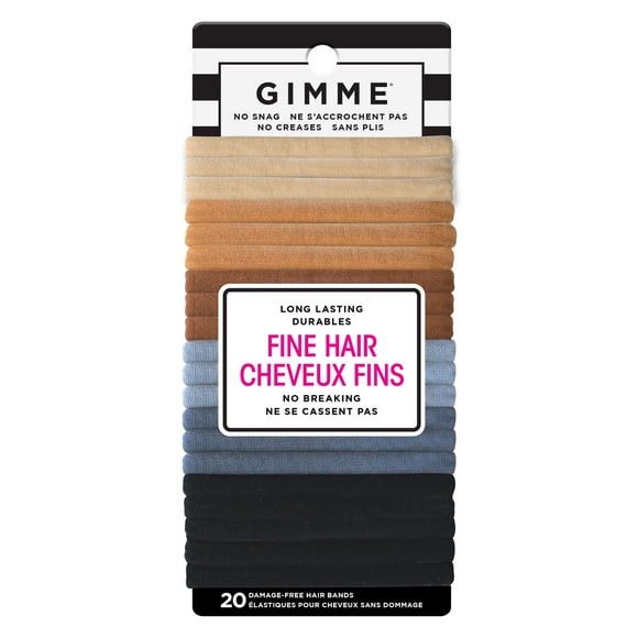 GIMME Fine Hair Bands, Neutral, 20CT, No Breaks, Seamlessly Soft!
