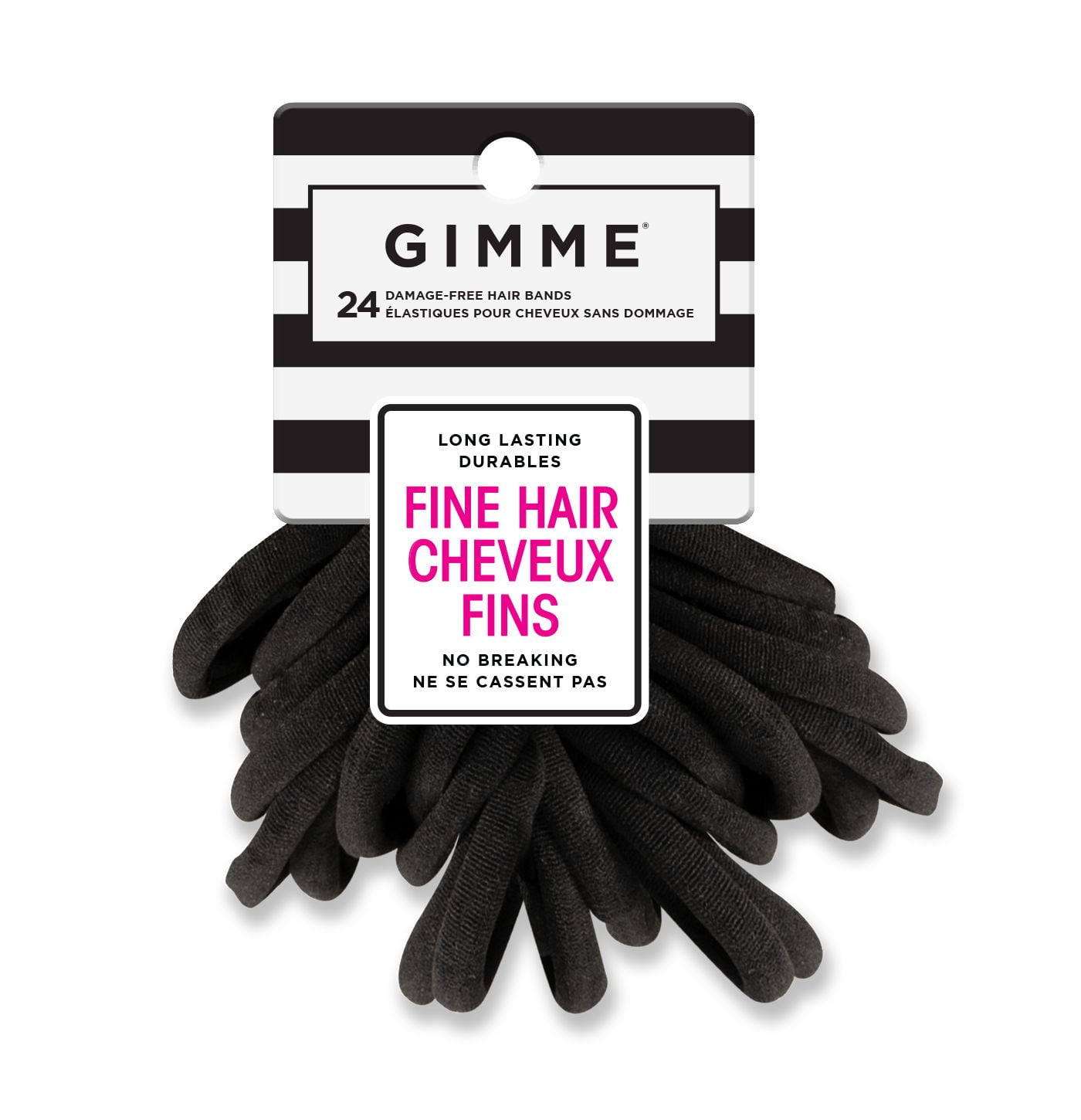 GMME X-Fine Hair Bands, Black, 24CT, No Breaks, Seamlessly Soft!