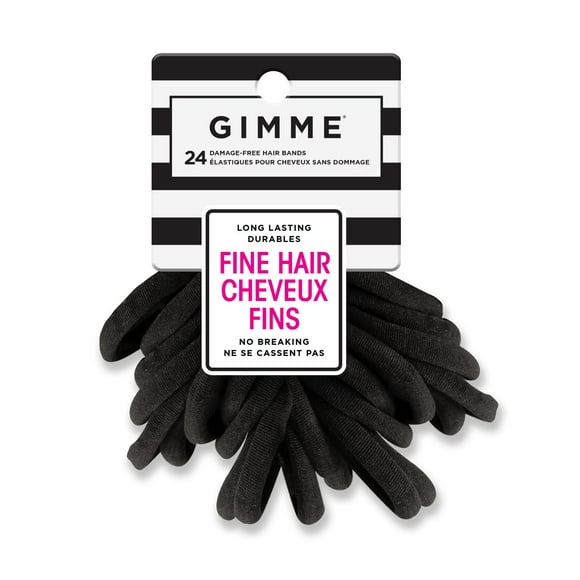 GMME X-Fine Hair Bands, Black, 24CT, No Breaks, Seamlessly Soft!